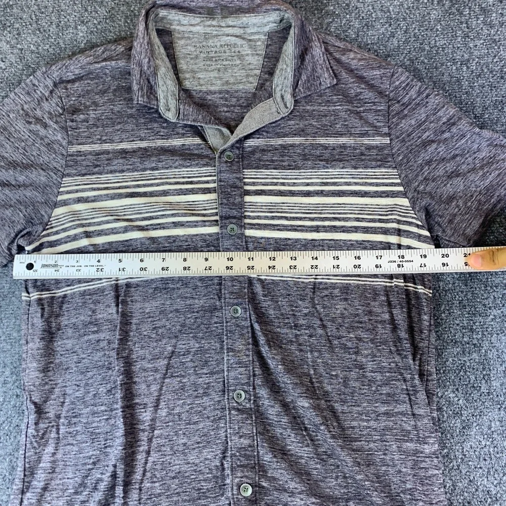 Banana Republic Shirt Mens Large Gray Good Space Dye Linen Blend Button Front